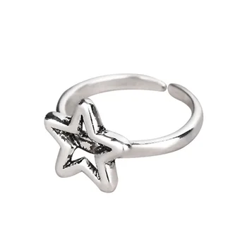 Ægte 925 Sterling Sølv V Stjerne Ring Årgang For Kvinder Parti Uendelig Symbol Punk Fine Smykker Minimalistisk Gave