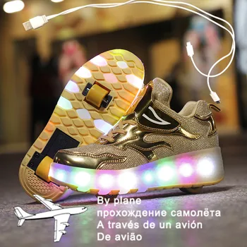 Størrelsen 27-43 Roller Sneakers til Børn Drenge LED lyser Sko med Dobbelt Hjul USB-Opladning, Skate Sko til Børn Piger Drenge
