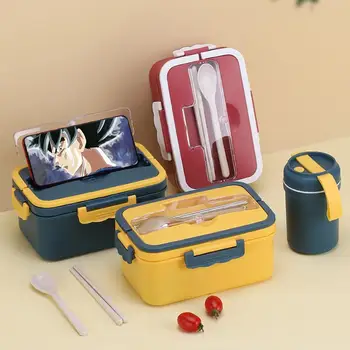 Håndholdte Frokost Boks, Mikrobølgeovn Varme Friske Adskillelse Type Bento Container Studerende Sætter Et Dækket Lunch Box