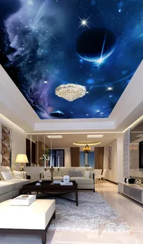 Custom blå himmel stjerner i loftet 3d loft vægmalerier tapet 3d vægmalerier tapet til stuen