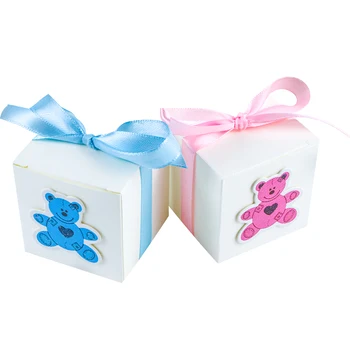 6-10stk Søde Baby Bear Tøj Candy Box Dreng Pige Papir gaveæsker Decors For DIY Baby Brusebad Kids1st Fødselsdag Leverer Emballage