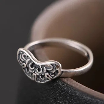 Nye designer oprindelige håndværk lovende cloud hul mønster åben ring Kinesiske retro lys luksus charme kvinders sølv smykker