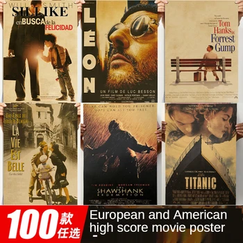Europæiske og Amerikanske Film Plakat, Retro Nostalgisk Kraftpapir Plakat Bar Sovesal Væggen Dekorative Væg Sticker