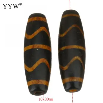 5PCs/Masse Naturlige Tibetanske agater onyx Dzi Perler sort og brun 10x30x10mm Smykker Tilbehør Gør DIY Tibetanske Dzi Perler