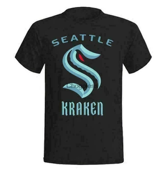 Liberen al Kraken 1Seattle Hockey sobre hielo negro hecho a mano camiseta tamaño S-5XL