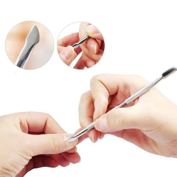 1 Sæt Pusher Remover Design-Værktøjer Nail Art Neglebånd Rustfrit Stål Dobbelt Slutningen Negle Af Neglebånd Remover Manicure Pedicure