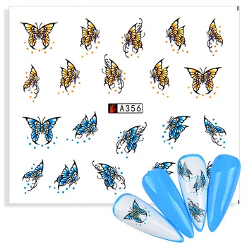 2021 Nye Negle Sticker Insekt Blad Blomst Overførsel Klistermærker Butterfly Vandmærke Skyderen til Manicure Nail Art Dekoration