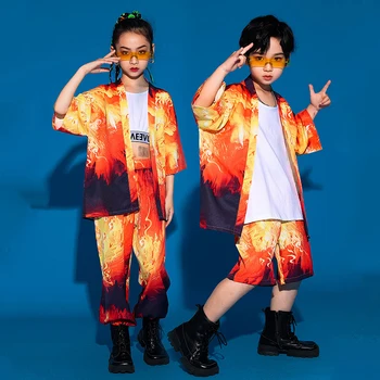 Børn, der er i Kinesisk Stil Hip Hop Performance Kostume Drenge Løs Street Dance Outfit Piger Jazz Dans Tøj Fase Bære BL6096