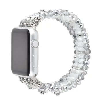 Kvinder Naturlige Perle Armbånd Til Apple-Ur, iWatch Rem Elastisk Stretch Urrem For Apple Ur 38mm 40mm 42mm 44mm Band