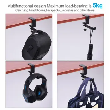 Universal Metal Hovedtelefon Holder Krog Under Bruser Hovedtelefon Stå Gaming-Headset-Strop med Justerbar Spænde for Headsets Tasker