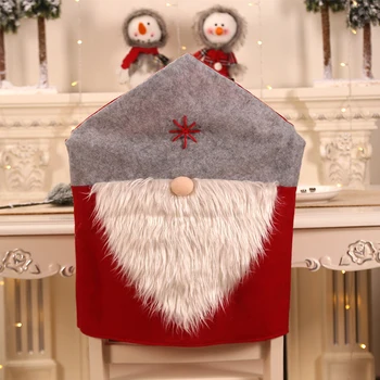 2019 Hjem Stol Dække Santa Claus Elk Snemand Cap Mønster middagsbordet Red Hat Stol Tilbage Dækker for Xmas Jul Indretning