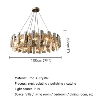 DLMH Krystal Vedhæng Lys Postmoderne Luksus LED-Lamper Armatur Dekorative Hjem Til stuen