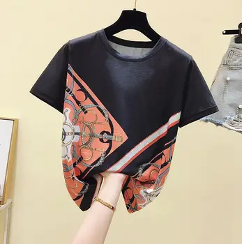 Plus Size T-Shirt til Kvinder 2021 Sommer Bære Tunge Industri Varme Boring Retro kortærmet T-shirt Damer Toppe Ropa Mujer