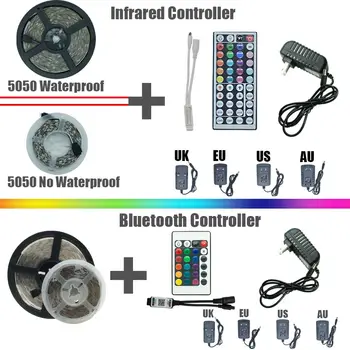 Led lysbånd RGB 2835 Bluetooth-Vandtæt Farve Skiftende Fleksible Bånd, Tape Diode 12V 10M fødselsdagsfest
