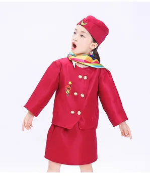Piger fly-steward passer til børn halloween cosplay stewardesser steward uniform pige performance fest tøj