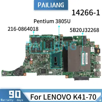 PAILIANG Laptop bundkort Til LENOVO K41-70 Pentium 3805U Bundkort 14266-1 5B20J32268 SR210 216-0864018 DDR3 tesed
