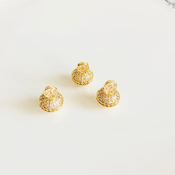 Engros-2stk/masse guld farve cz sten bell charms gyldne smykker at gøre håndværk resultater DIY for kvinder