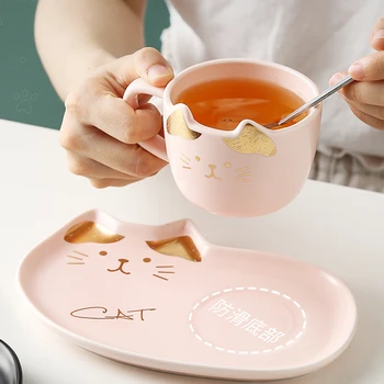 Søde tegneserie kat keramiske kop kaffe Simpel sjov eftermiddag kop te plade