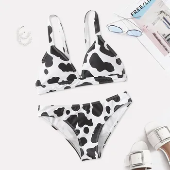 Hot Bikini 2020 Sexet Ko Print Bikini Sæt Kvinder Skåret Ud Push Up Badedragt Brasilianske Sommer Badetøj, Lav Talje Badetøj, Der Passer