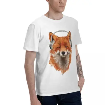 Smilende Musikalske Fox T-Shirt Pure Cotton Crewneck Mænd T-Shirts, Korte Ærmer Plus Størrelse Unisex Tee Tøj EU-Størrelse