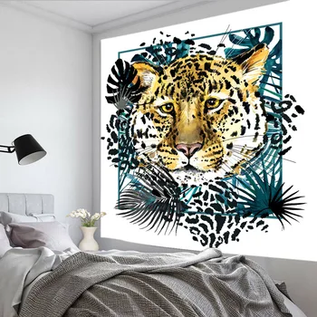 Tiger Head Udskrivning Gobelin Væggen Hænger Kunst Dekoration Polyester Camping Smide Mat Dug Gobelin Home Decor