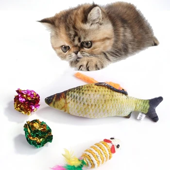 LXAF 15Pcs Cat Toy Sæt Kat Interaktive Catcher Teaser Toy Katteurt Fisk, Mus Bell Bolde