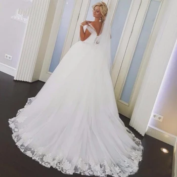 Smukke Havfrue Brudekjoler Overskirt Dubai Off Skulder Blonde Pynt Tyl Brudekjole Romantisk Bryllup Operationskitler