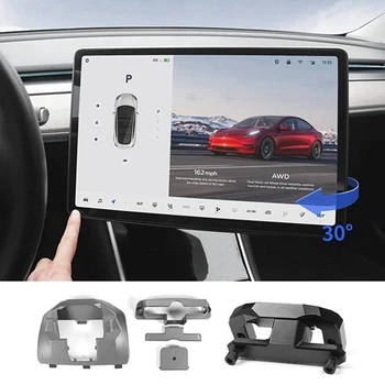 For Tesla Model 3 Y 2021 Skærm Rotation Holder & Center Konsol Arrangør opbevaringsboks,GPS-Navigation Beslag,1 Sæt