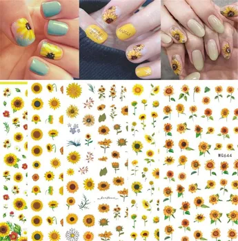1STK Søde Solsikke Nail Art Stickers Mode Vandtæt 3D-Mærkaten er selvklæbende Klistermærker til Salon Manicure Negle Dekoration