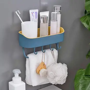 Multifunktionelle Bad Hylde Vægmonteret Bruser Indehaveren Shampoo Storage Rack