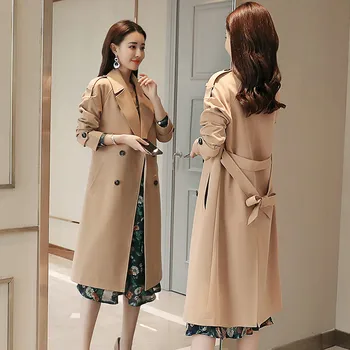 Vindjakke Kvindelige Mode 2019 Foråret Efteråret nye koreanske Lang Trench Coat for Kvinder Elegant Dobbelt Breasted Casual Overtøj M89