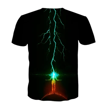 Thunder Mønster Mænd er T-shirts Naturlige Vind 3D-Shirt Sommer Mode Toppe Afslappet O-hals kortærmet Drenge Tøj Street-Wear