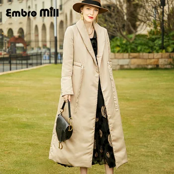 High-End Varm Enkle Og Elegante Vinteren New Street Style Mid-Længde Mode Dame Goose Ned Frakke S-XL