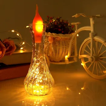 Flammen Stearinlys Flaske Vin Kork Lys 2m 20 LED Nat Lys-Streng Til 2020 godt nytår Home Party jul decoraciones #065