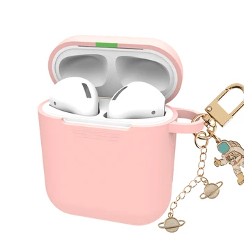Luksus Månen Silikone Case til Apple Airpods Sag Tilbehør Bluetooth Hovedtelefon Hovedtelefoner Beskytte Dække Frugt Nøgle Ring