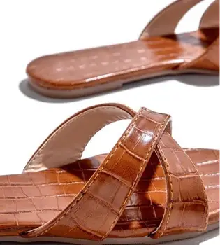 2020 Forår/sommer new cross strap læder slange print, non-slip holdbar stranden kvinder, tøfler udendørs fritids-ms sandaler