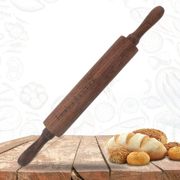 Sapele Træ-kagerulle til Brød Non-Stick Dejen Rullen med Skala Køkken Bagning Værktøjer 39.5X4cm