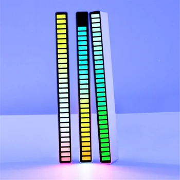 USB-Musik, Rytme Lampe Desktop Dekorativ Belysning Atmosfære Lys Bil Lys RGB Farverige Rør Voice Control