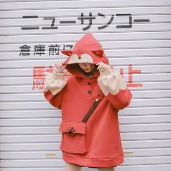 Harajuku Æstetiske Fox Animationsfilm Hoodie Kvinder Koreanske Kawaii Overdimensionerede Streetwear Kpop Fall Winter Jul Par Tøj Toppe 2021