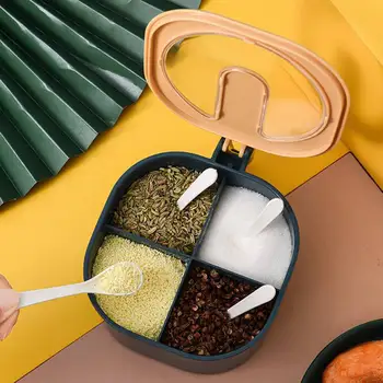 Husstand Krydderier Kasse Plastik Mad Beholder Køkken Spice Kasser Krukke Låg Korn Krydderi Bean Storage Flaske Container