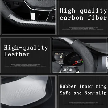 Bil Carbon Fiber Rattet Dække 38cm for Peugeot Alle Modeller 206 207 208 308 307 301 Auto Interiør Bil styling Tilbehør