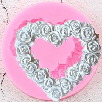 3D Hjerte Formet Krans Silikone Formen Bryllup Cupcake Topper Fondant Forme Kage Udsmykning Værktøjer, Slik, Chokolade Gumpaste Forme