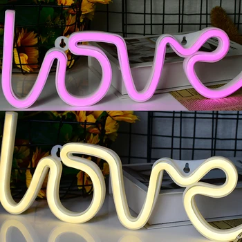 Kreative LED Neon Lys Underskrive LOVE HEART Wedding Party Valentines Dag Neon Lampe Soveværelser Hjem Bar Væg Dekoration Nat Lys Gave