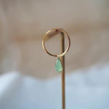 Qingshui Kalcedon Vand Dråbe Ring S925 Sterling Sølv Indlagt Diamant Ring Kvindelige Farve Guld Ice Jade Rose Guld