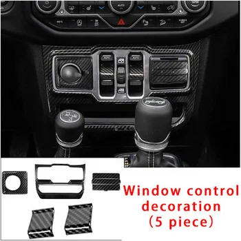 For Jeep Wrangler 2018-2020 carbon fiber Vinduet kontrol dekoration støbning trim 5pcs