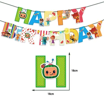 Tema-Papir Trække Flag Ballon Kage Animerede Børne Fødselsdag Part Dekorationer Hjem Dekoration