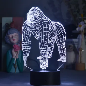 3D Led-Spotlights Bluetooth-Base Gorilla Børns Nat Lys Søde Room Decor Lamparas Skifte Atmosfære bordlampe