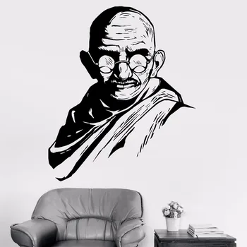 Mahatma gandhi berømte Indiske vinyl vægoverføringsbillede hjem indretning stue diy kunst vægmaleri flytbare væg sticker