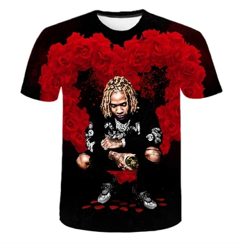 Lil Durk 3D Printet T-shirt til Mænd, Kvinder Mode Afslappet O-Hals Streetwear Tshirt Harajuku Style Hip Hop Cool, Oversized Tee Toppe