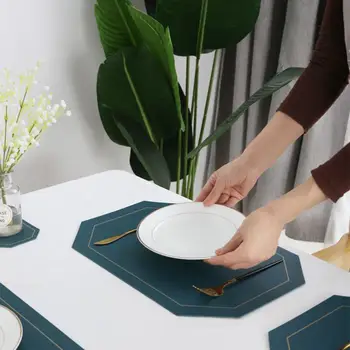 2021 Dækkeserviet Multifunktionelle slidstærkt Imiteret Læder Te Kop Kaffe Coaster til Cafeer, Non-slip Coaster Vestlige Tabel Mat